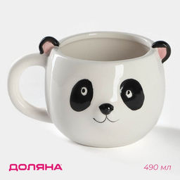 Кружка Доляна Панда, 490 мл, доломит, белая