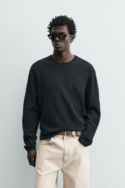JERSEY REGULAR FIT ALGOD?N - LINO / Marino oscuro - Zara фото 2