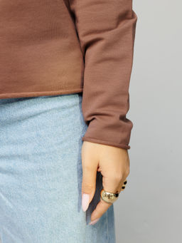 Женский лонгслив из футера 2-х нитки какао ВК-25 (02)