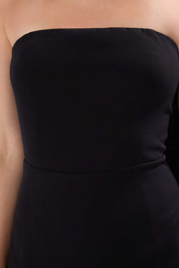 Siyah Sal Detayl? Dokuma Maxi Abiye & Mezuniyet Elbisesi TPRSS25AE00188