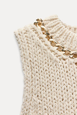 KNIT TOP WITH CHAIN DETAIL AND ASYMMETRIC HEM - Zara фото 7