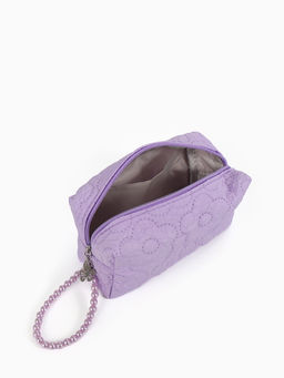 Косметичка женская «Цветочек», ручка из бусин, сиреневая