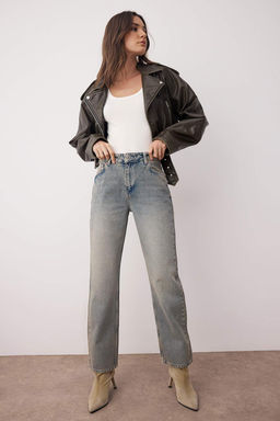 Mavi Normal Bel Vintage Y?kama Efektli Yeni Straight Jeans TWOAW26JE00064 - Trendyolmilla фото 2