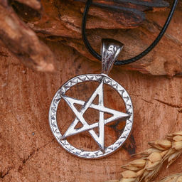 Кулон «Белая пентаграмма», цвет чернёное серебро на чёрном шнурке, 45 см