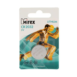 Цена за 3 шт. Батарейка литиевая Mirex, CR2032-1BL, 3 В, блистер, 1 шт.