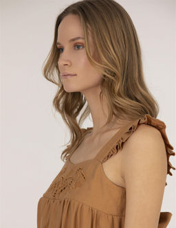 Camel Regular Fit Dokuma Elbise - Pierre cardin фото 3
