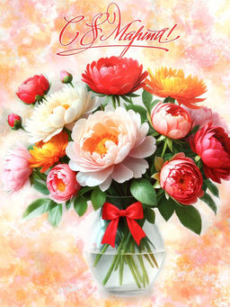 Цена за 2 шт. Пакет подарочный крафт «С 8 Марта!» 21×11×27 См