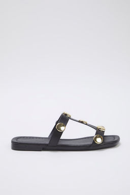 Trendyolmilla Shoes Siyah Gold Aksesuar Detayl? Kare Burun S?k Kad?n Terlik TAKSS25TE00012  фото 11