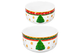Набор 2 салатников 1 л 16*16*8,5 см + 500 мл 13,5*13,5*6,5 см Новогодняя ёлка NEW BONE CHINA - Elan gallery фото 8