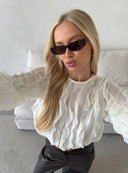 K13520 Лонгслив с рюшами БЕЛЫЙ