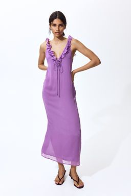 Vestido efecto arrugado con ribete de volantes - H&m фото 2