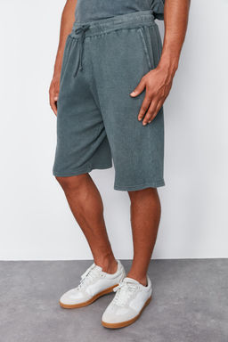 Antrasit Oversize/Genis Kesim Eskitme/Soluk Efektli Dokulu Lastik Belli Waffle Sort TMNSS24SR00047 - Trendyolmilla фото 4