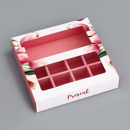 Цена за 5 шт. Коробка для 8 конфет + шоколад, с окном Презент, 17.7?17.8?3.8 см Кондитерская упаковка