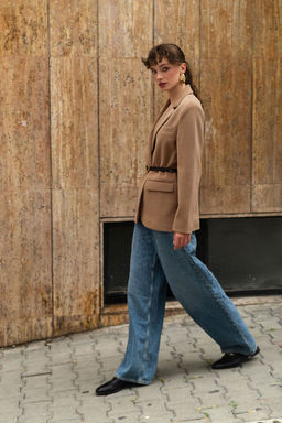 Bej Kemerli T_yl_ Ka_e Regular/Normal Kal_p Blazer Blazer Ceket TWOAW26BC00041 - Trendyolmilla фото 4
