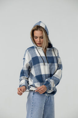 УТЕПЛЕННАЯ Толстовка клетка унисекс, т.синий - Knitka wear фото 12