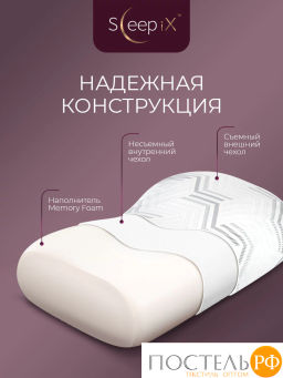 Подушка анатомическая SleepiX МИОКО плстр/пенополиуретан, бел - Sleep ix фото 4