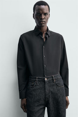 Рубашка Zara CAMISA SLIM FIT черная