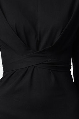 TRENDYOLMILLA Siyah %100 Pamuk Baglama Detayl? Vucuda Oturan Midi Orme Elbise TWOAW25EL00506  фото 3