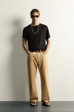 JEANS LOOSE FIT LAVADO IRREGULAR / Ocre