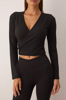 Siyah Dalg?c/Scuba Kumas Crop Orme Spor Ust/Bluz THMAW26BZ00005