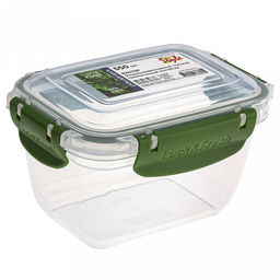 Контейнер для продуктов пластмассовый Мастер 0,55л, глубокий, прямоугольный, с клипсами, воздухонепроницаемый (герметичный), съемный силиконовый уплотнитель, подходит для СВЧ, цвета микс (Россия)