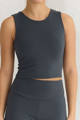 Antrasit F?rcal? Soft Kumas 2 Katl? Ici Pedli Spor Sutyenli Orme Ust/Bluz THMSS25BZ00001