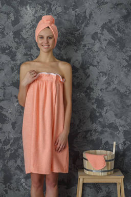 Комплект для сауны женский,100% хлопок (Персиковый )