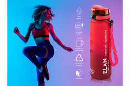 Бутылка для воды 1000 мл 7,8*7,8*28,5 см "Style Matte" с углублениями д/пальцев амарант