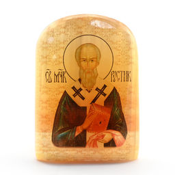 Икона из селенита "Священномученик Рустик Парижский" арка большая, 45*30*65мм Радуга камня
