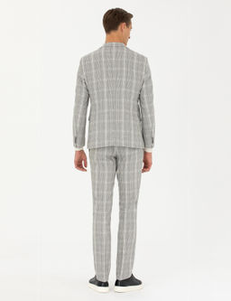 Серый приталенный костюм из смесовой шерсти в клетку - Cacharel фото 5