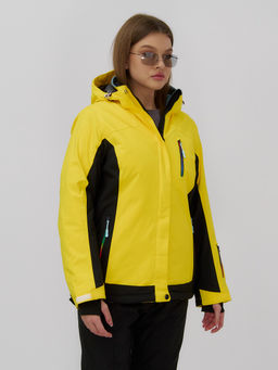 Горнолыжная куртка женская зимняя желтого цвета 027J - Chunmai фото 4