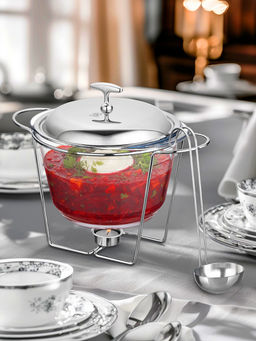 Мармит 3,8 л 34*24*27,5 см "Круглый" с половником, с крышкой из нержав. стали, на подставке, стекло