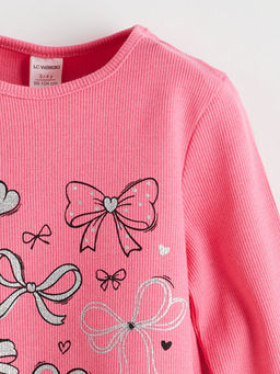 Bisiklet Yaka Bask?l? K?z ?ocuk Ti??rt 2li