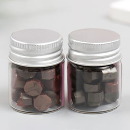 Цена за 2 шт. Сургуч в гранулах в баночке Восьмигранник кофейный 9 гр 4,5х3х3 см - Арт узор фото 2