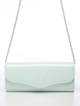 Сумка-клатч женская вечерняя на магните, на длинной цепочке, лаковая, однотонная, чёрная