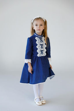 Платье МТ-422 горошек на синем