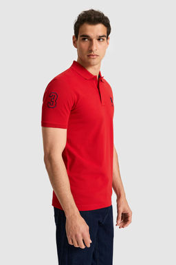 Erkek Slim Fit Polo Yaka K_rm_z_ Basic Ti__rt