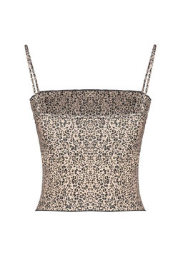 Trendyolmilla Kahverengi Leopar Bask?l? Ask?l? Crop Super Esnek Orme Bluz TWOSS24BZ00644  фото 8