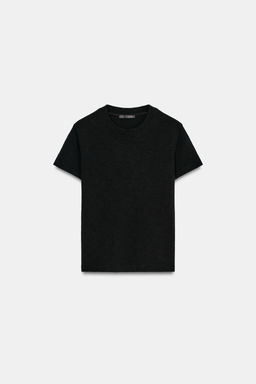 CAMISETA ALGOD?N FLAM? / Negro - Zara фото 6