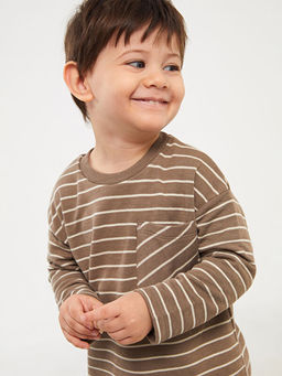 Bisiklet Yaka Uzun Kollu ?izgili Erkek Bebek Ti??rt