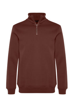 Kahverengi Regular/Normal Kesim Dik Yaka Fermuarl? Pamuklu Basic Ici Polar Sweatshirt TMNAW24SW00041