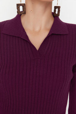 TRENDYOLMILLA Siyah Midi Triko Polo Yaka Elbise TWOAW22EL1376  фото 4