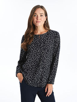 Bisiklet Yaka Desenli Kad?n Bluz