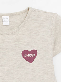 Bisiklet Yaka Bask?l? K?sa Kollu K?z Bebek Ti??rt - Waikiki фото 2