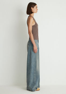 Halter Yaka Kahverengi Basic Atlet - Mavi фото 5