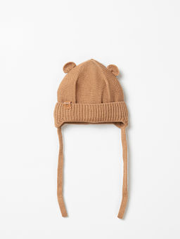 Шапка хлопковая на подкладе Песок с ушками 0+ - Bungly фото 2