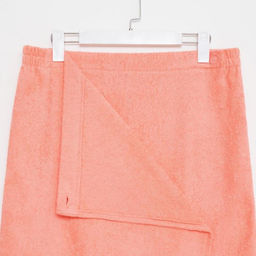 Килт женский для бани и сауны , цвет персиковый вышивка Снежинки, размер 80х1502 см, махра 300г/м 100% хлопок - Гранд-стиль фото 3