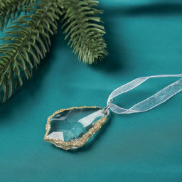 Ёлочные игрушки 3 шт. Зимнее волшебство. Капля, 4.53 см, прозрачный с золотом фото 7