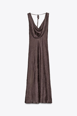 CRINKLE-EFFECT SATIN MIDI DRESS - Zara фото 13
