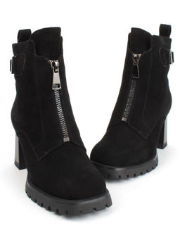 04-M3-L855 BLACK Ботильоны зимние женские (натуральная замша, натуральный мех)